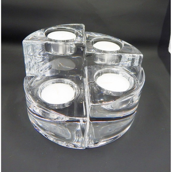 Orrefors Sweden Quartet Crystal Votive Candle Holders by Helene Krantz Set of 4 - Picture 1 of 10